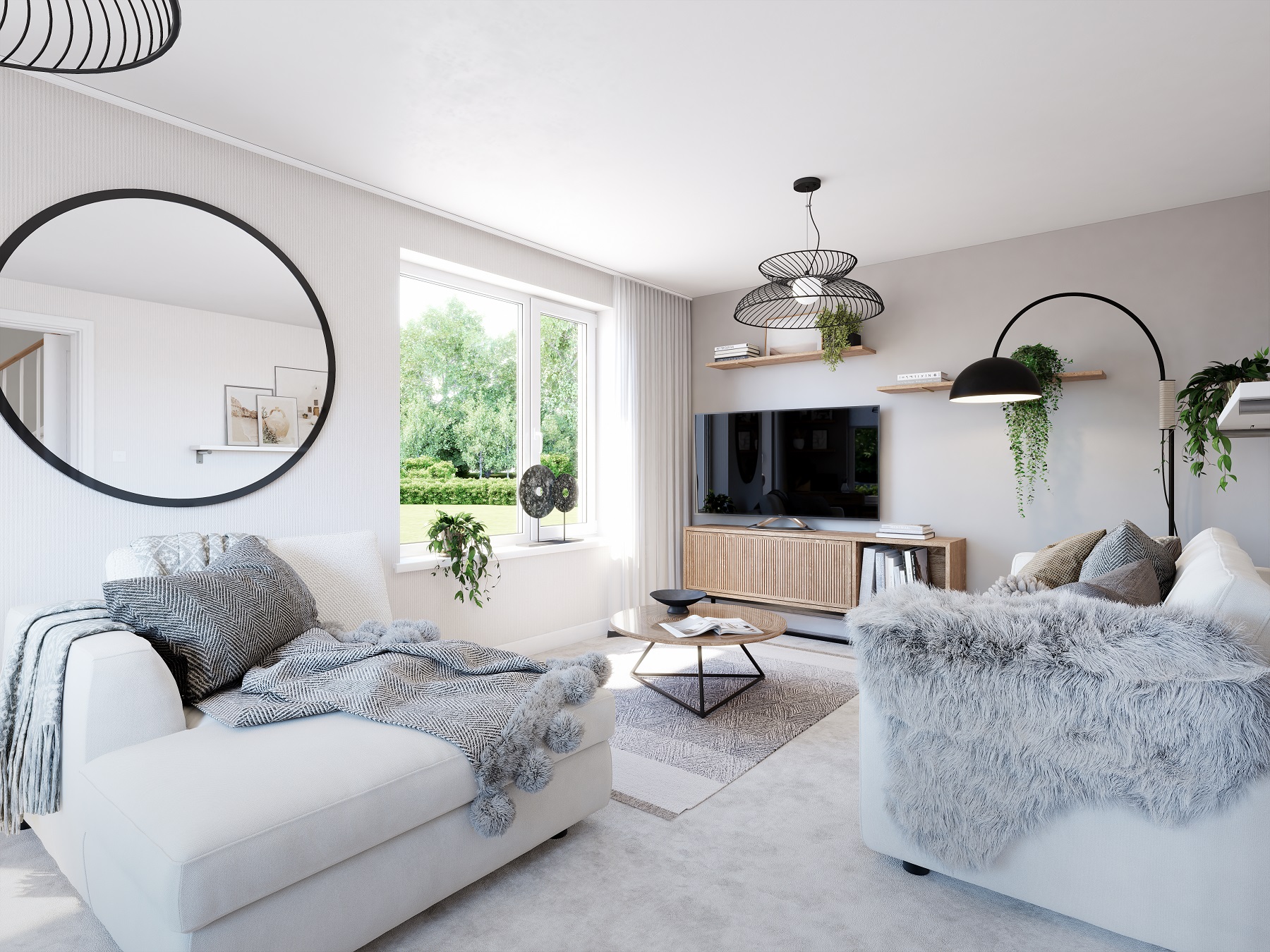 The separate living area is a cosy space to retreat to