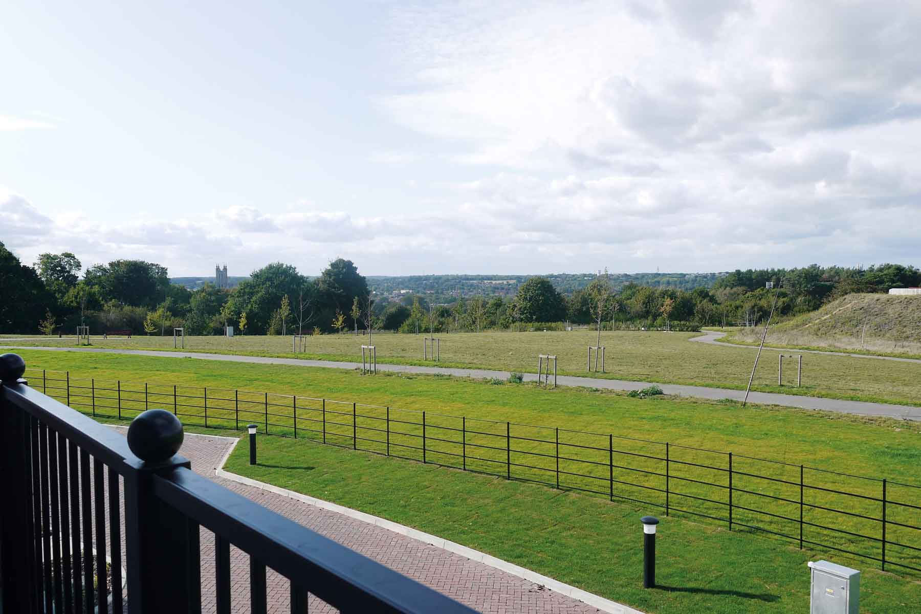 The view of Legacy Park from the balcony