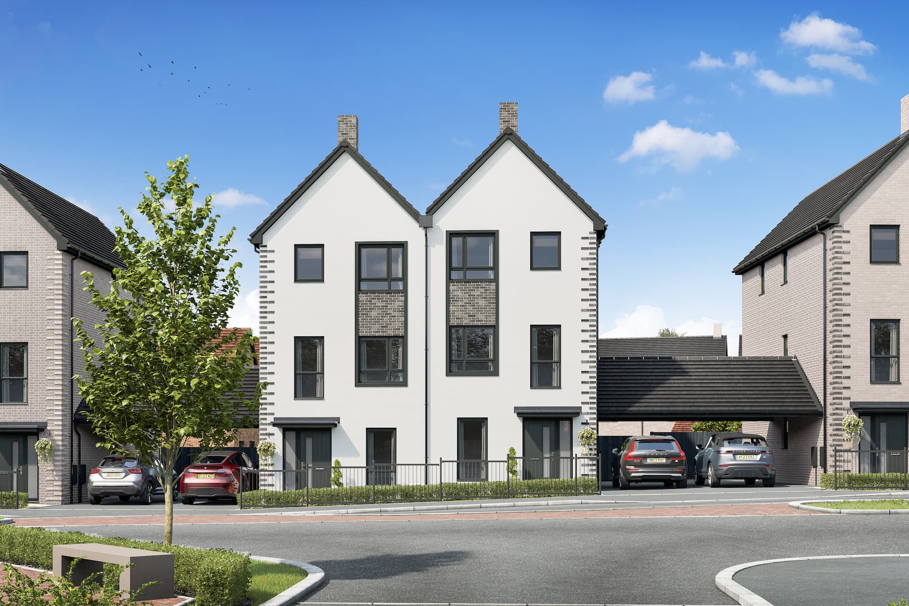 With contemporary town houses for growing families