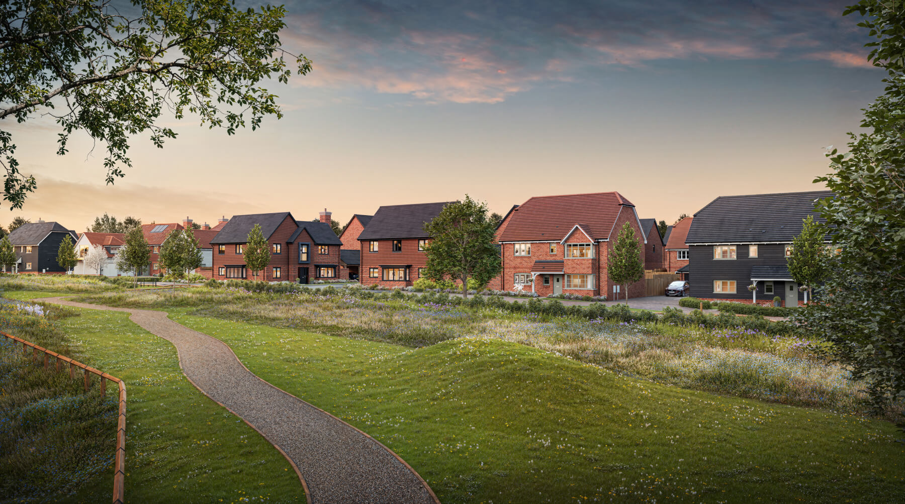 Friars Oak street scene CGI dusk