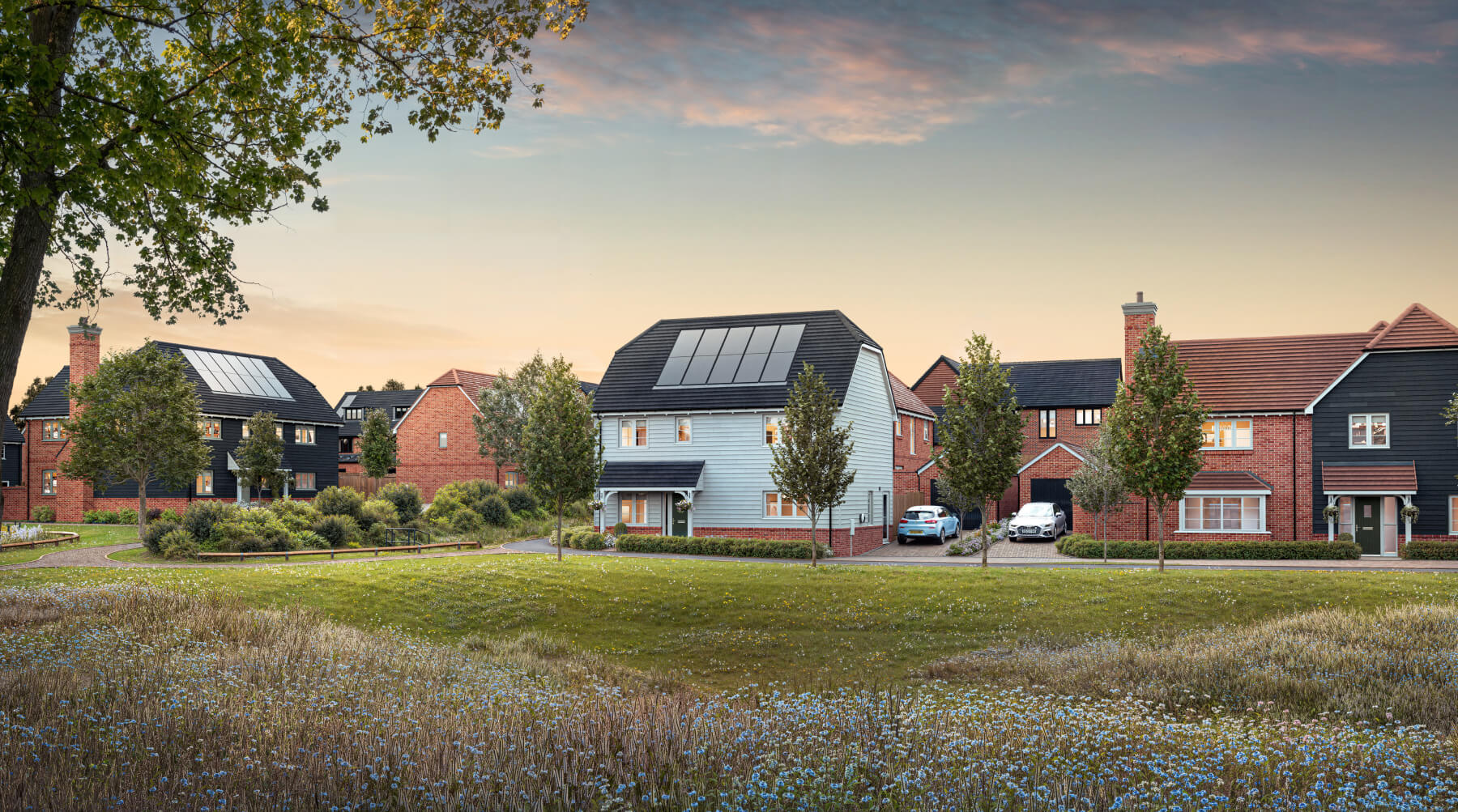 Friars Oak street scene CGI dusk