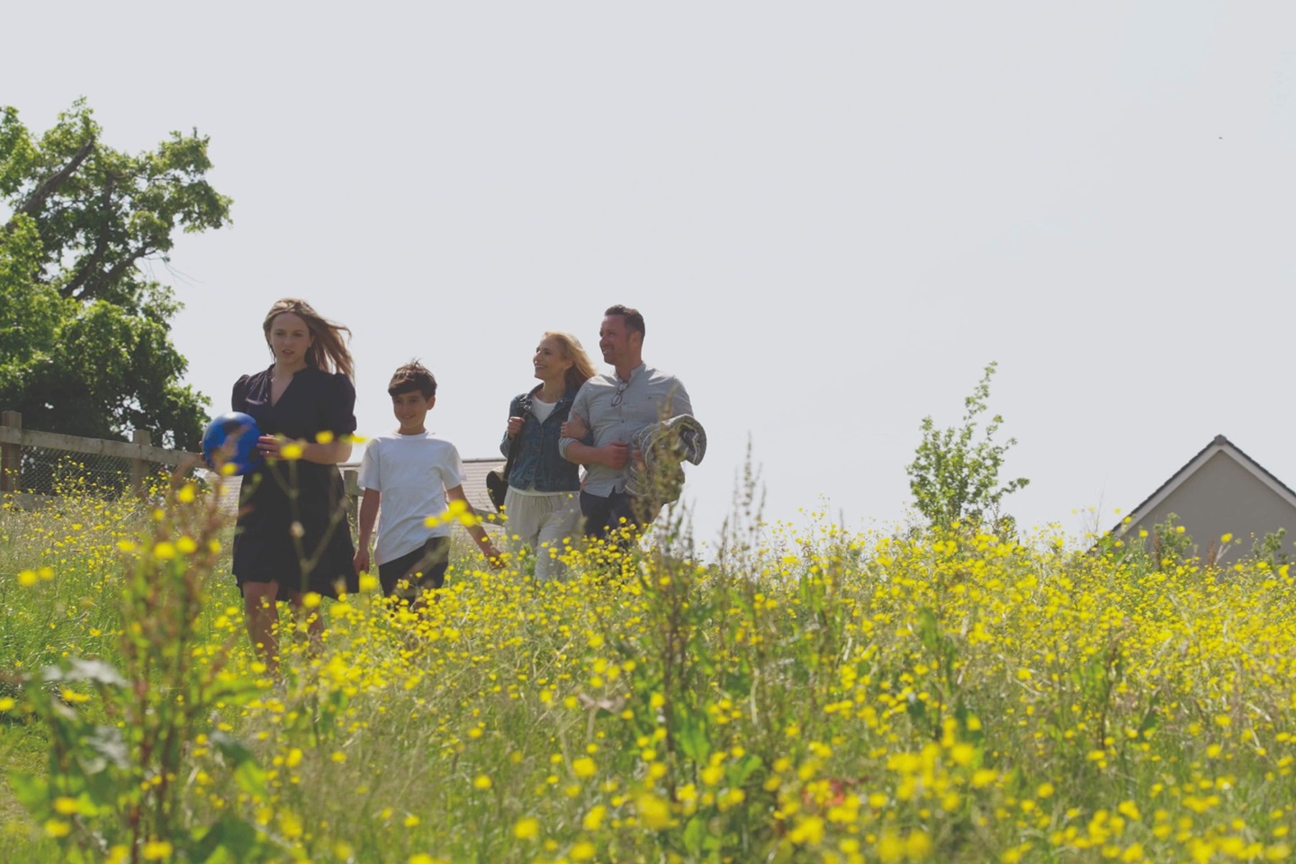 People walking in fields