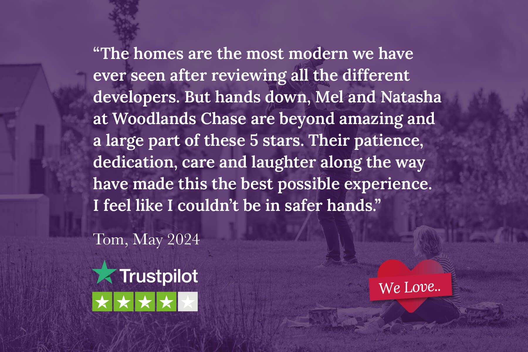 Trustpilot review for Woodlands Chase