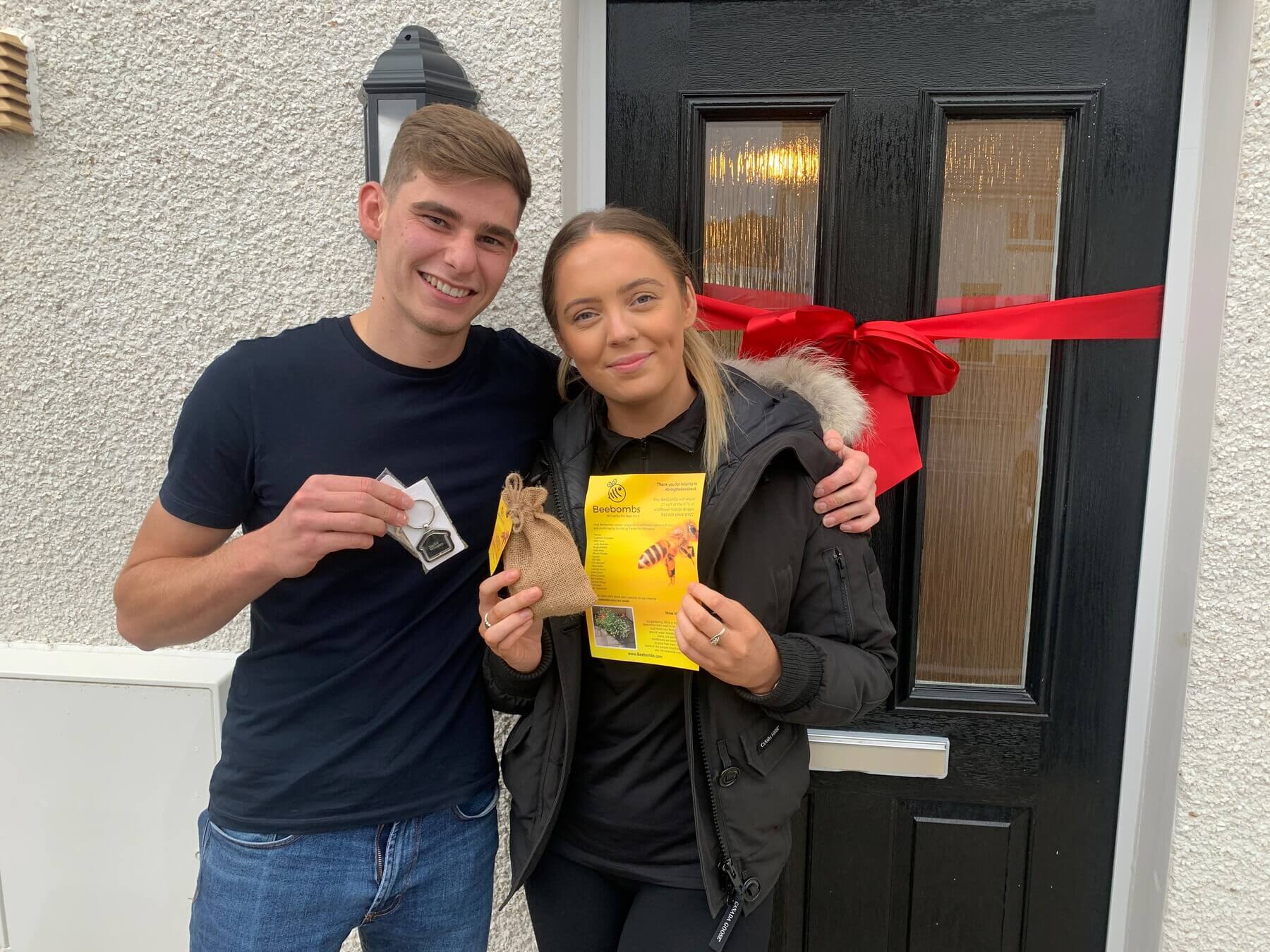 Customers receiving bee bombs Newton Farm