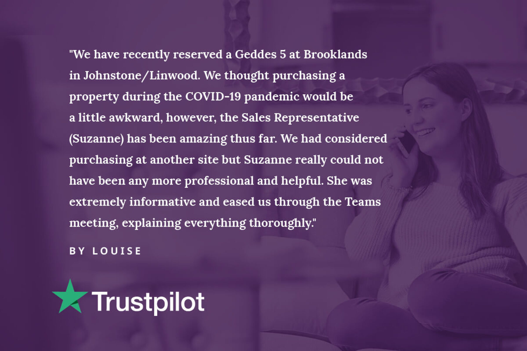 Trustpilot review from customer about development