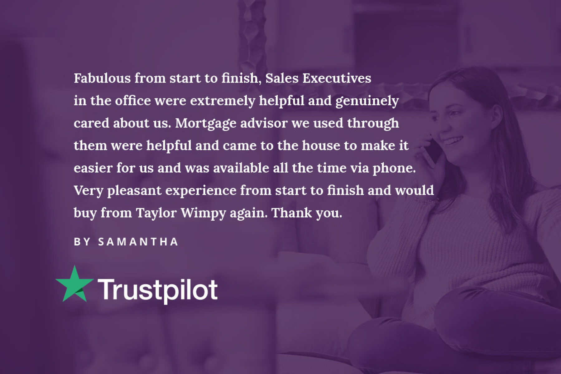 Trustpilot review from customer about development