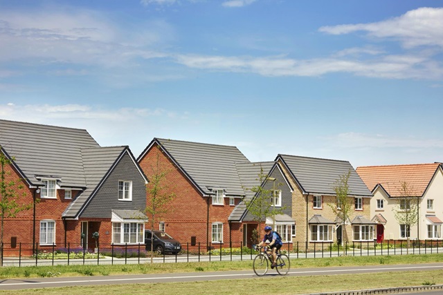 Four houses overlooking open space