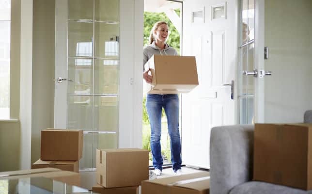 Female customer moving into her new home