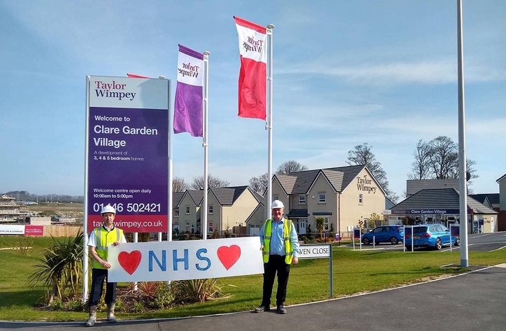 Staff with NHS sign