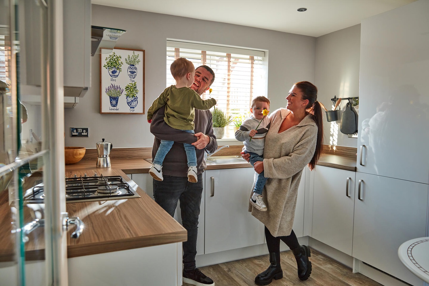 Family in kitchen