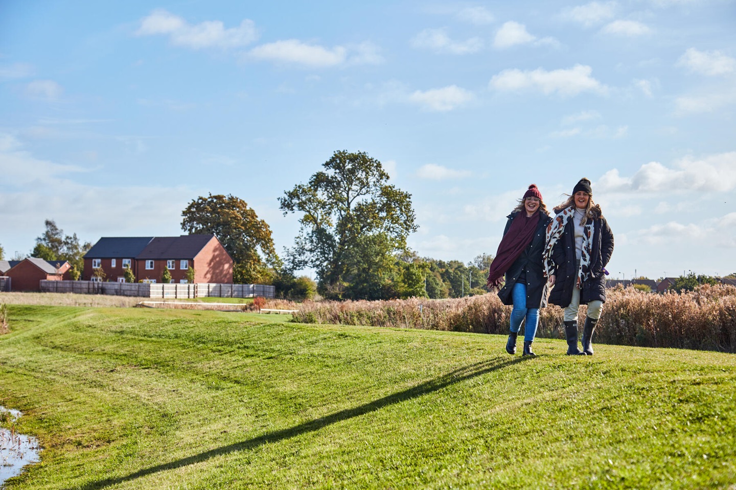 People walking in field
