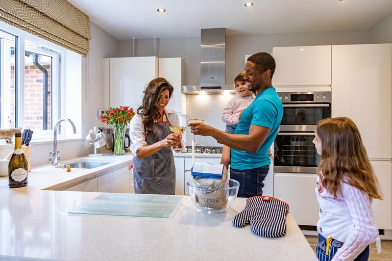Family in kitchen