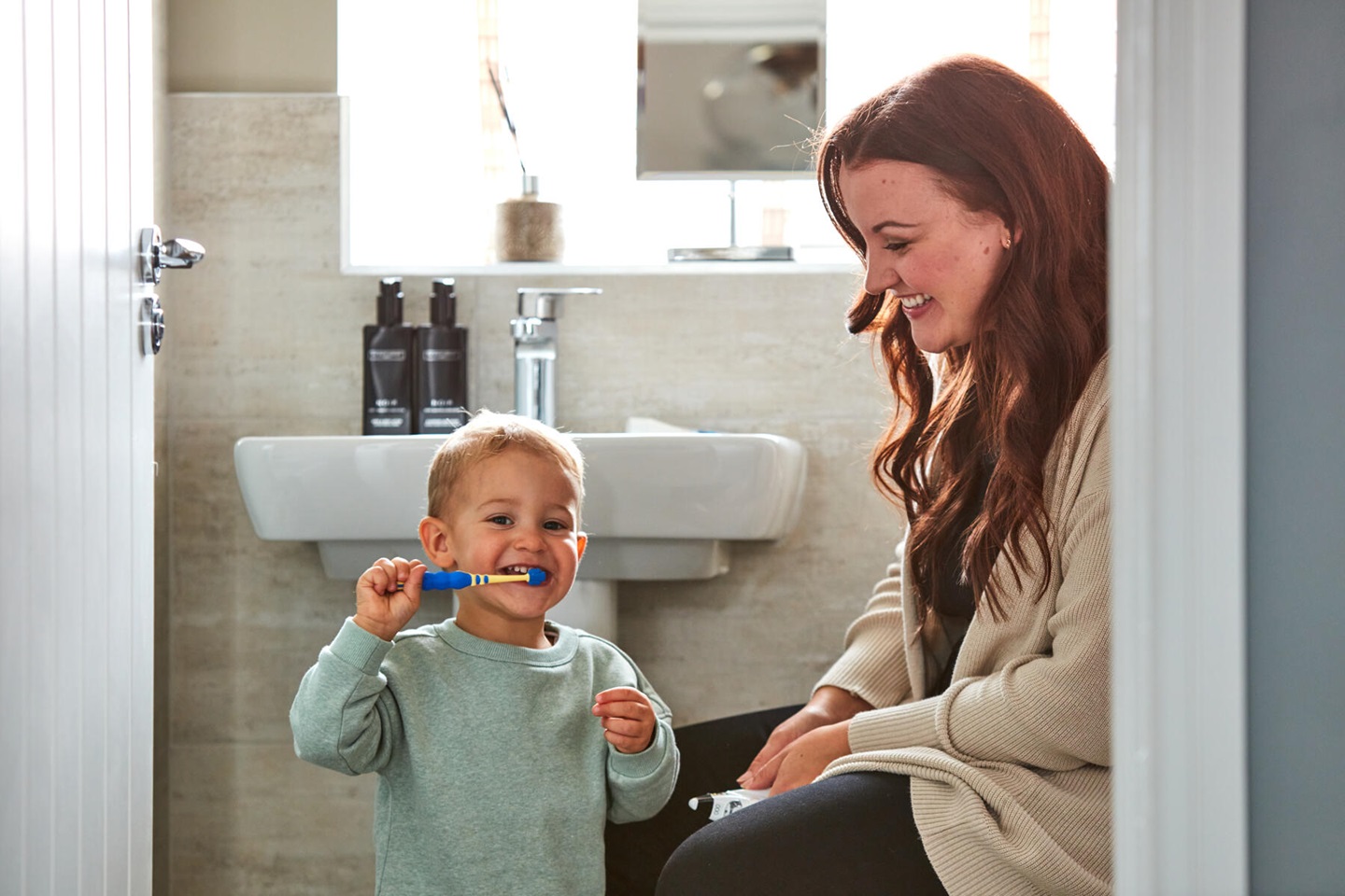Child brushing teeth